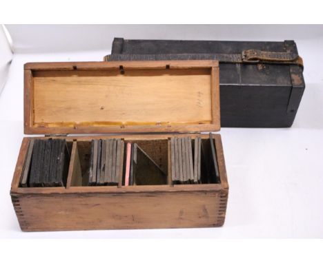 TWO BOXES OF COLOURED MAGIC LANTERN SLIDESWITH MYTHICAL AND VICTORIAN SCENES