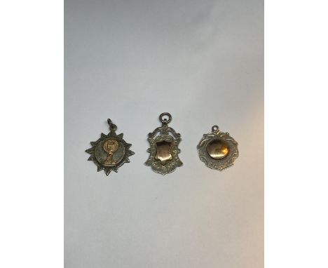 THREE HALLMARKED SILVER AND GOLD PLATED MEDALS
