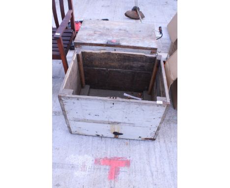 TWO LARGE VINTAGE WOODEN TOOL CHESTS