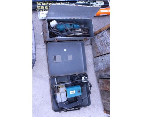 A BLACK AND DECKER JIGSAW AND A MAKITA ANGLE GRINDER