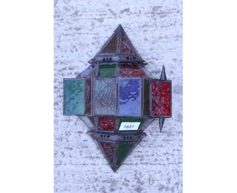 A VINTAGE COLOURED GLASS LAMP SHADE