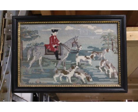 A 1931 FOXHUNTING FRAMED TAPESTRY