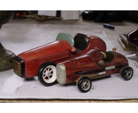 A PAIR OF VINTAGE WOODEN CLASSIC CARS