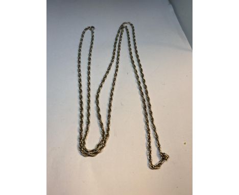 A MARKED STERLING SILVER LONG ROPE CHAIN