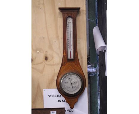 AN INLAID MAHOGANY BAROMETER