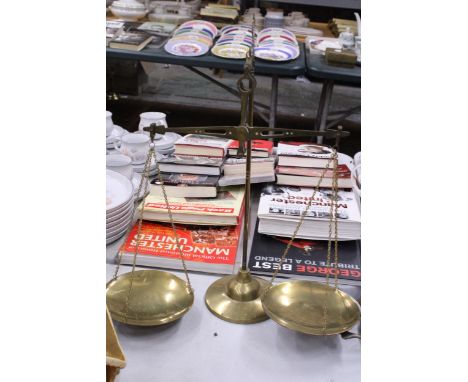 A VINTAGE BRASS SET OF BALANCE SCALES