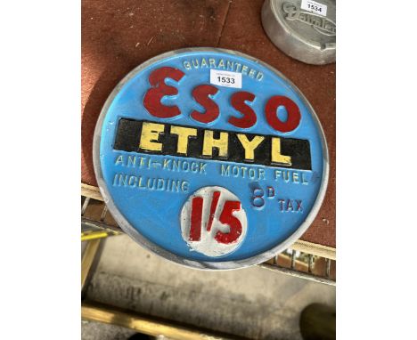 A CAST ALLOY ESSO ETHYL CIRCULAR ADVERTISING SIGN