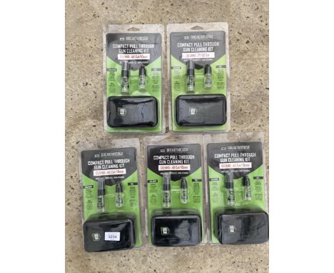 FIVE NEW AND PACKAGED BREAKTHROUGH COMPACT PULL THROUGH GUN CLEANING KITS