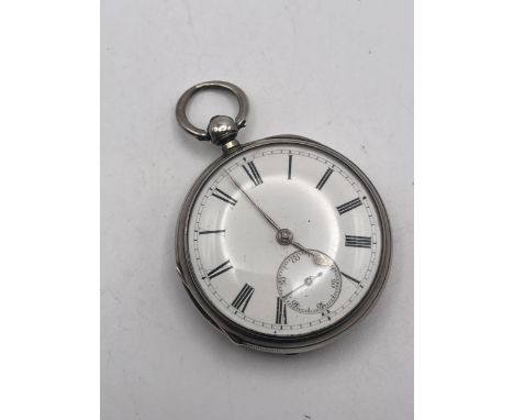 A 925 SILVER POCKET WATCH, DIAMETER 52 MM EXCLUDING CROWN WINDER