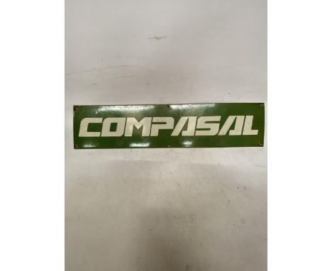 A VINTAGE ENAMEL COMPASAL SIGN - 66 X 15 CM