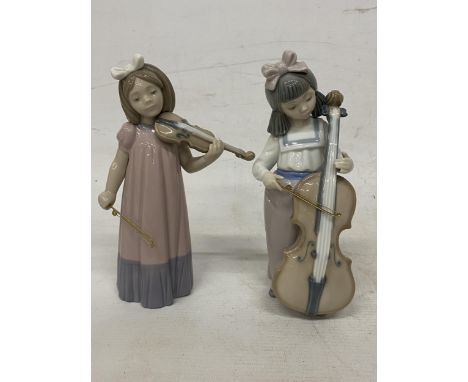 TWO NAO FIGURINES - GIRL WITH A VIOLIN AND A GIRL WITH A CELLO