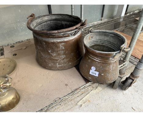TWO VINTAGE METAL BUCKETS