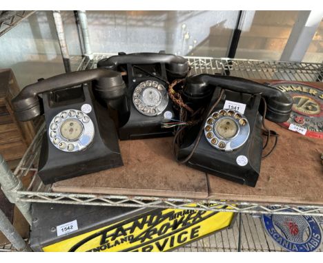 THREE VINTAGE BLACK BAKELITE TELEPHONES