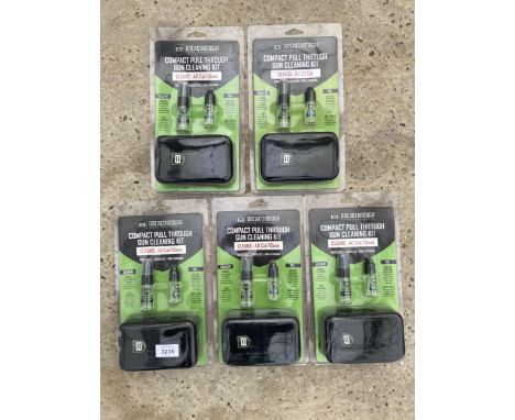 FIVE NEW AND PACKAGED BREAKTHROUGH COMPACT PULL THROUGH GUN CLEANING KITS