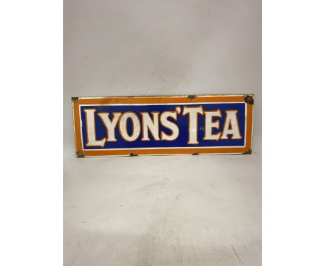 AN ENAMEL SIGN "LYONS TEA" - 46 x 15.5 cm