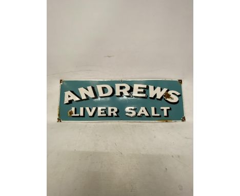 AN ENAMEL ANDREWS LIVER SALT SIGN - 61 X 21 CM