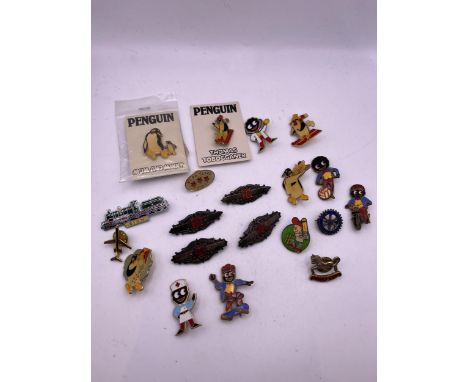 TWENTY VARIOUS VINTAGE ENAMEL BADGES INCLUDING ROBERTSON'S MARMALADE