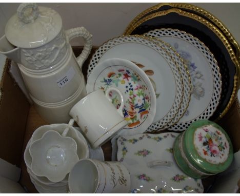 Royal Worcester cream ware RD No 17049 jug (height 27cm) a small selection of Shelley tea cups, saucers, sugar basin etc, pai