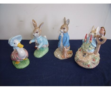 Beswick Beatrix Potter Peter Rabbit Centenary Model, Beatrix Potters Jemima Puddle Duck, Peter Rabbit Lullaby and a Royal Alb