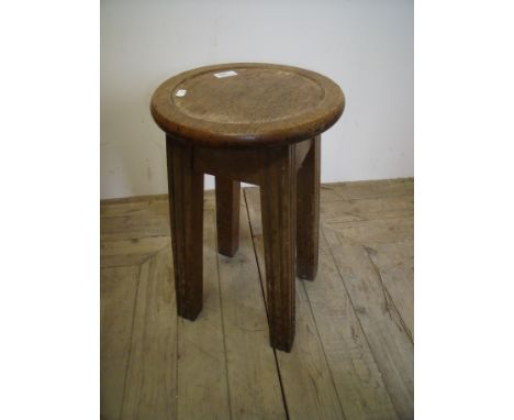 Elm circular top country style stool on square supports 