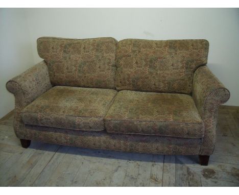 Modern large Victorian style two seat sofa in tapestry style upholstery (width 184cm)