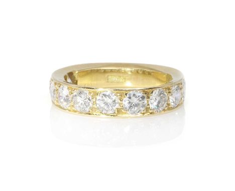 A diamond half eternity ring,  with eleven round brilliant cut diamonds, with a total weight estimated as approximately 2.00c