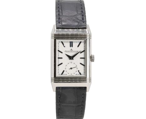 A gentlemen's stainless steel Jaeger-LeCoultre Reverso Tribute Duoface wristwatch,  ref. Q3908420, 24 x 30mm reversible case,