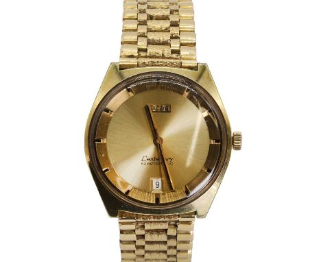 A gentlemen's gold plated Vulcain Centenary automatic watch, c.1958,  to tonneau shaped case, with a circular champagne dial,