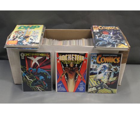 A box of mixed comics, Ghost and The Shadow, Ancient Joe, Bettie Page, Catalyst, City of Others, DHP, Dr Giggles, Hell Gate, 