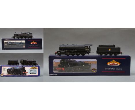 Three boxed Bachmann Branch-line Blue Riband 1:76 scale model locomotives and tenders:- A weathered British Railways Standard