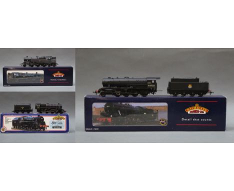 Three boxed Bachmann Branch-line Blue Riband 1:76 scale model locomotives and tenders:- A weathered British Railways Standard