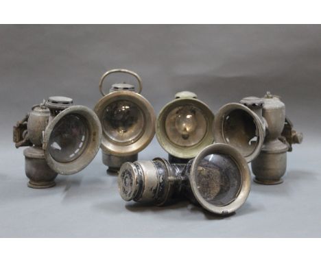 A group of 5 vintage carbide bicycle lamps, by makes including Joseph Lucas &amp; Powell &amp; Hanmer.
