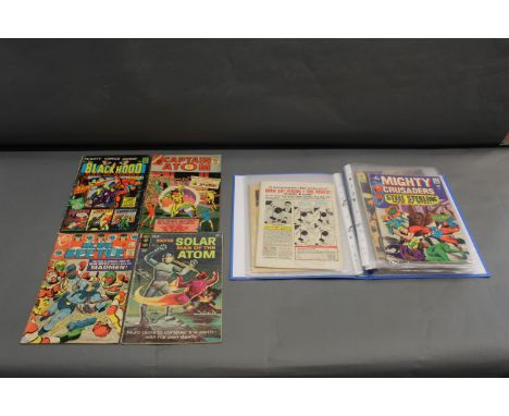 A collection of 1960's action adventure comics, The Black Hood No.44, Blue Beetle No.3 October, Captain Atom No.81, Doctor, S