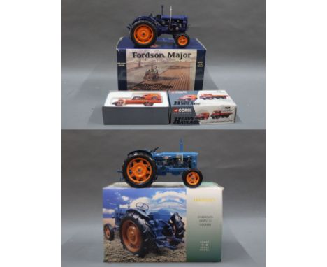 A Universal Hobbies 1:16 scale "Fordson Power Major" tractor, a Broadacre 1:16 scale diecast "Fordson Major E27N", and a mode