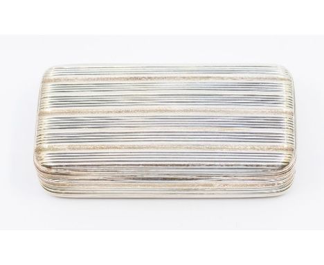 A George III silver rectangular snuff box, reeded body, gilt interior, hallmarked on flange by WP/BS probably that of William