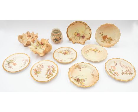 Royal Worcester - A collection of blush ivory ceramics to include; a shell shaped G271 patterned bowl, a similar G &amp; Co W
