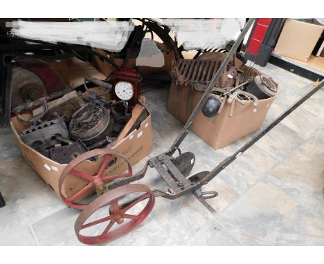 Collection of vintage metal wares i.e. irons, tools, grates, machinery, horse ephemera etc.&nbsp;