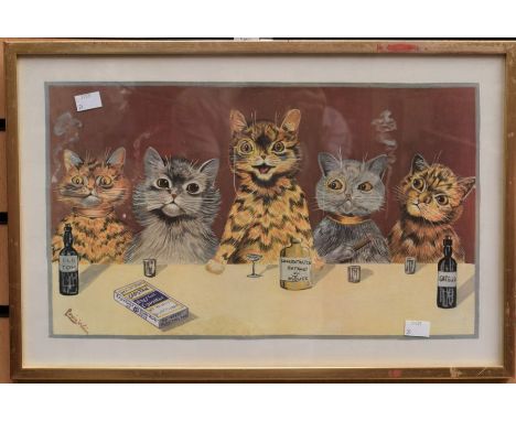 Louis Wain lithograph of cats