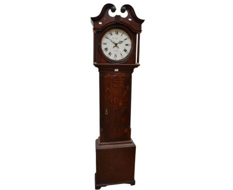 William Holliwell of Darby (Derby) 30 hour longcase clock with 13" round dial with sad mouth calendar contained in a oak case