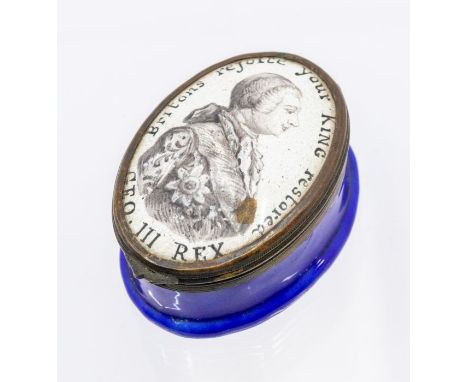 A late 18th century enamel patch box,&nbsp; Britons rejoice