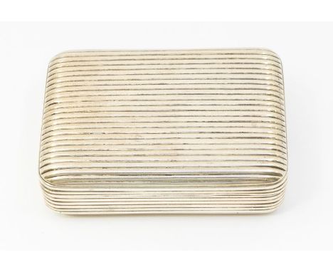 A George III reeded rectangular silver snuff box and cover, gilt interior, hallmarked by Thomas Purver &amp; Edward Furness.,