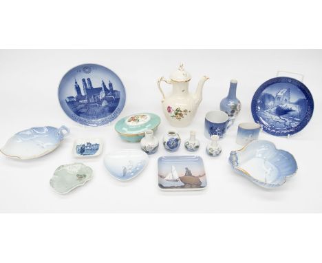 A large collection of Royal Copenhagen ceramics to include; various blue ground Christmas plates/ yearly collectors plates, a