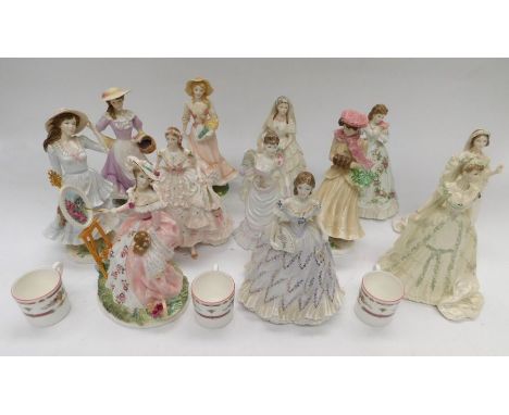 A collection of Royal Worcester and Coalport china figurines of ladies