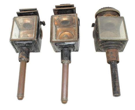 Three vintage carriage lamps