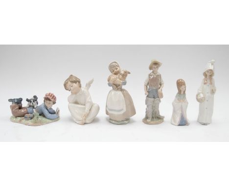 Five Lladro figures of young children along with Nao figure (6)