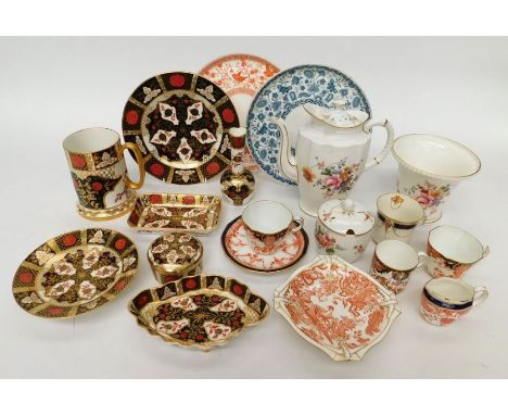 A collection of mixed Royal Crown Derby ceramics to include mostly Posie pattern including coffee set consisting coffee pot, 