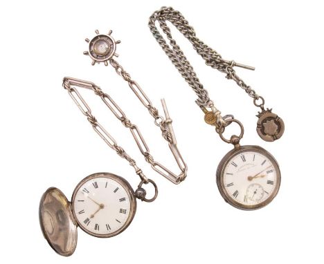 A Victorian silver open faced pocket watch, comprising a signed white dial S Goldsmiths, numeral markers, subsidiary dial at 