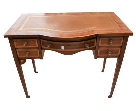 An Edwardian reproduction George III mahogany ladies writing desk, together with a reproduction mahogany drop-leaf sofa table