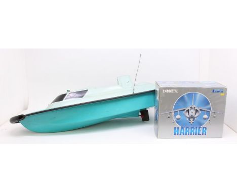 Collectables: A model boat, appears to be electric, generally in good order, measuring approx. 97cm length; together with a b