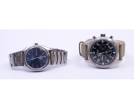 A gents rotary Aqua speed wristwatch, with black dial, tri subsidiary dials, date aperture at 4/5, white Arabic hour makers, 